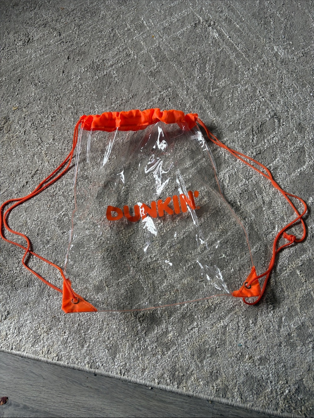 Dunkin' Clear Orange Drawstring Backpack